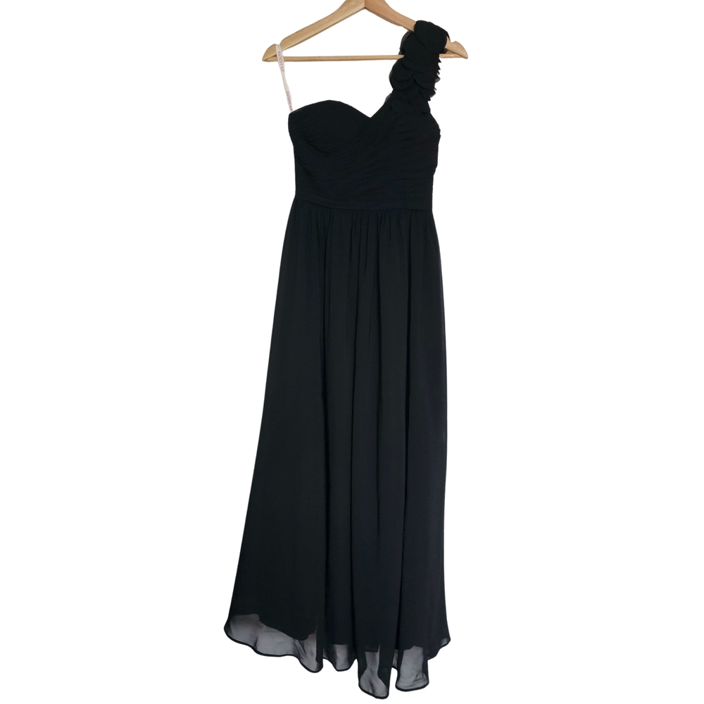 JJ’s House One-Shoulder Black Evening Gown – Size Not Labeled